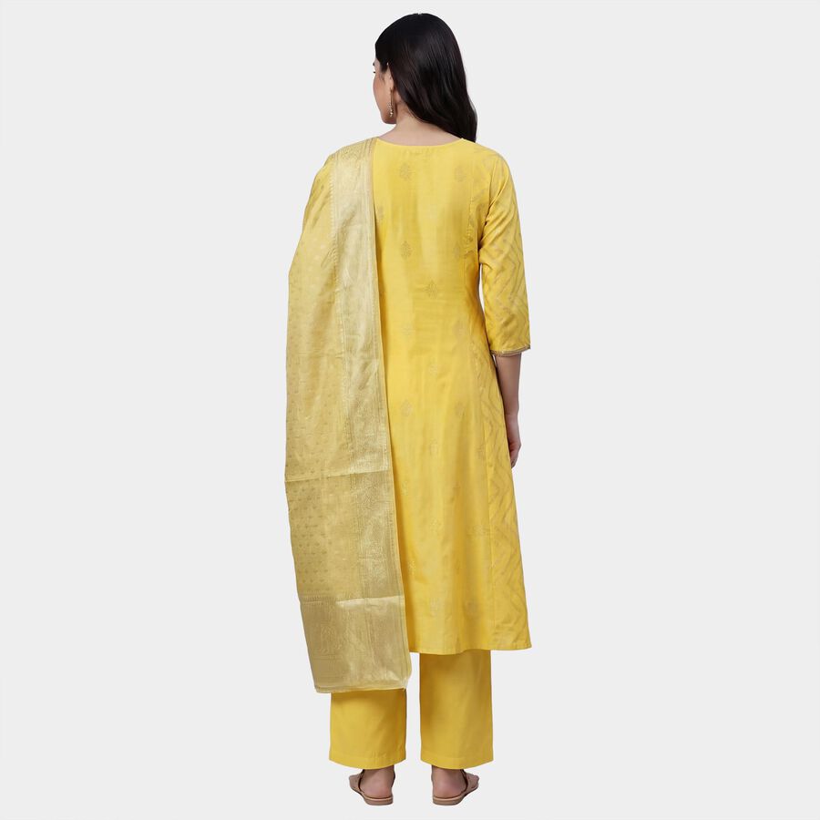 Women's Yellow Floral Printed Ethnic Set, पीला, large