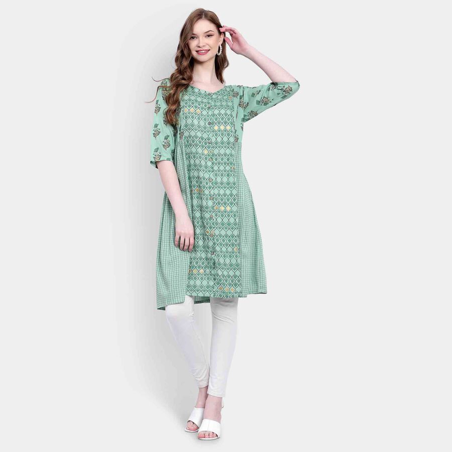 Printed Kurta, Light Green, large image number null