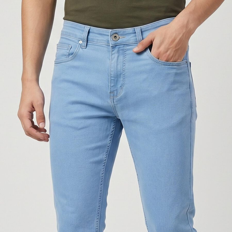 Men's Light Blue Slim Fit Classic 5-Pocket Jeans, Ice Blue, large