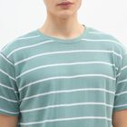 Men's Bright Aqua Blue Round Neck Casual T-Shirt, Aqua, small