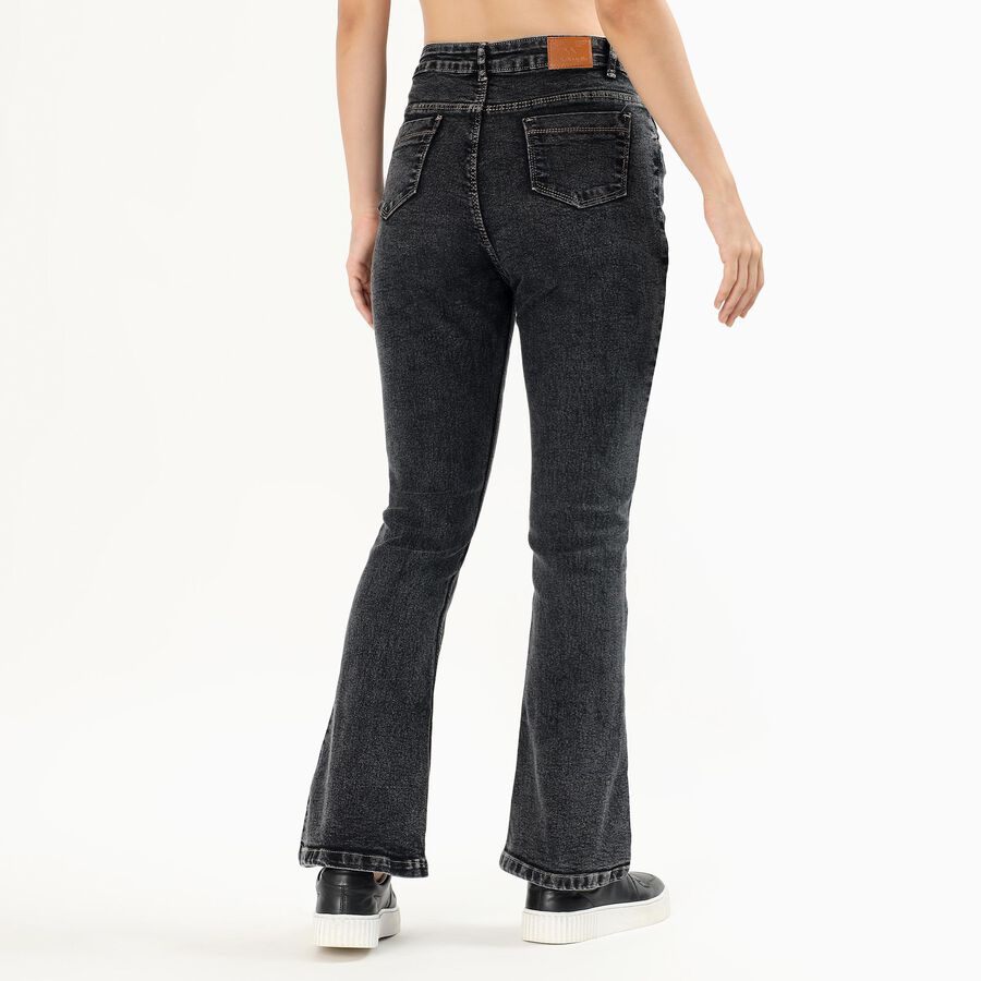 Women's Dusty Charcoal Black Flared Fit High-Rise Jeans, गहरा ग्रे, large image number null
