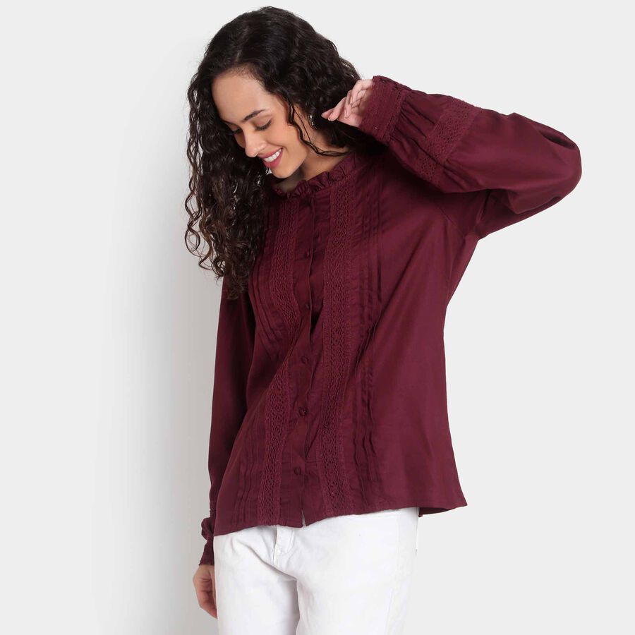 Solid Full Sleeve Shirt, Wine, large image number null