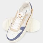 Men's White Lace-Up Colorblocked Sneakers, सफ़ेद, small