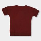 Girls' Deep Burgundy Round Neck Casual T-Shirt, Wine, small image number null