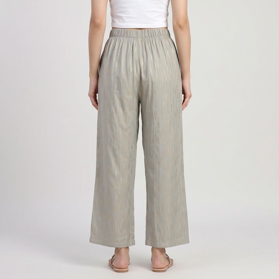 Women's Grey Regular Fit Printed Palazzos, Dark Grey, large