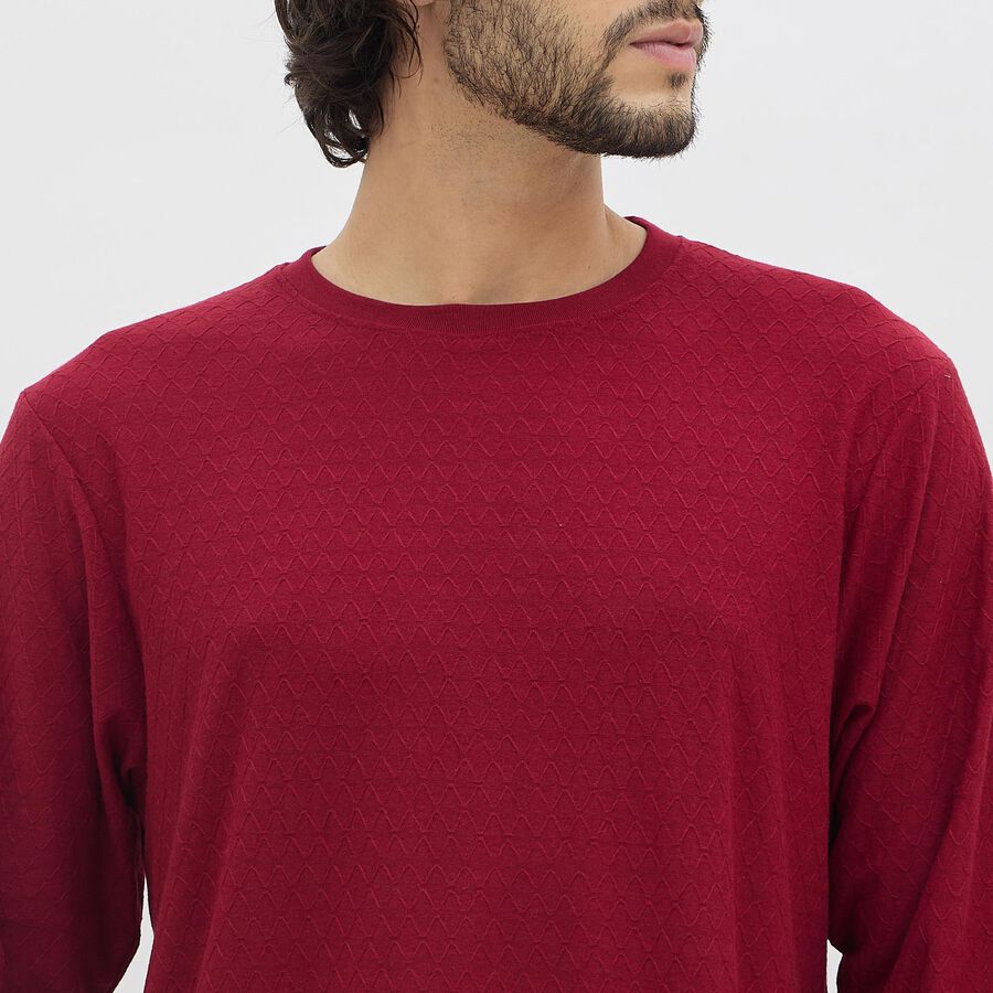 Men's Rich Maroon Crew Neck Casual T-Shirt, मरून, large image number null
