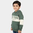 Boys Dark Sage Green Hooded Neck Graphic Sweatshirt, Dark Green, small image number null