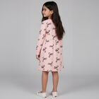 Girls' Soft Pink Bow Print A-Line Frock, Light Pink, small image number null