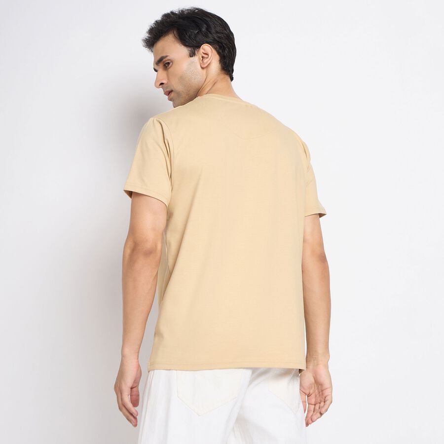 Men's Round Neck Half Sleeves T-Shirt, Beige, large image number null