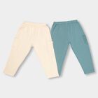 Infants Muted Teal Green and Soft Cream Cotton Elastic Waist Pyjama, Teal Blue, small image number null