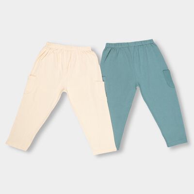 Infants Muted Teal Green and Soft Cream Cotton Elastic Waist Pyjama