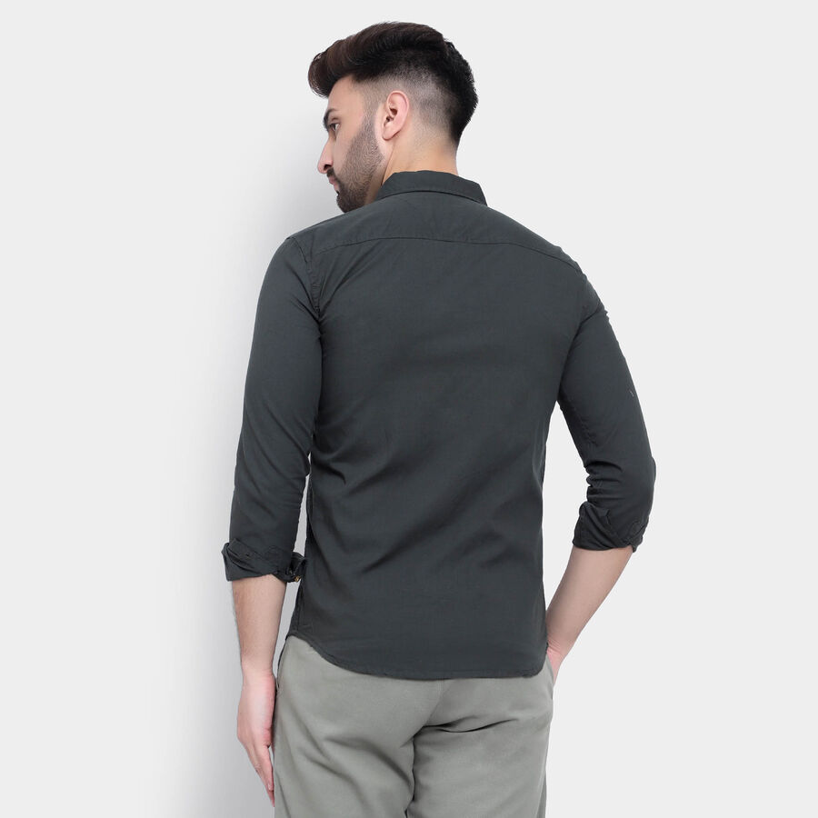 Cotton Solid Casual Shirt, Dark Green, large image number null