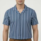 Men's Blue Spread Collar Casual Shirt, Mid Blue, small