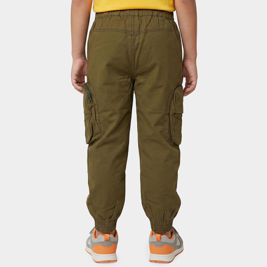 Boys' Olive Green Regular Fit Cargo Trousers, Olive, large