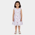 Girls' Lilac Cotton Blend Sleeveless A-Line Frock, Lilac, small