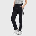 Women's Navy Blue Straight Fit Side-Striped Track Pants, Navy Blue, small