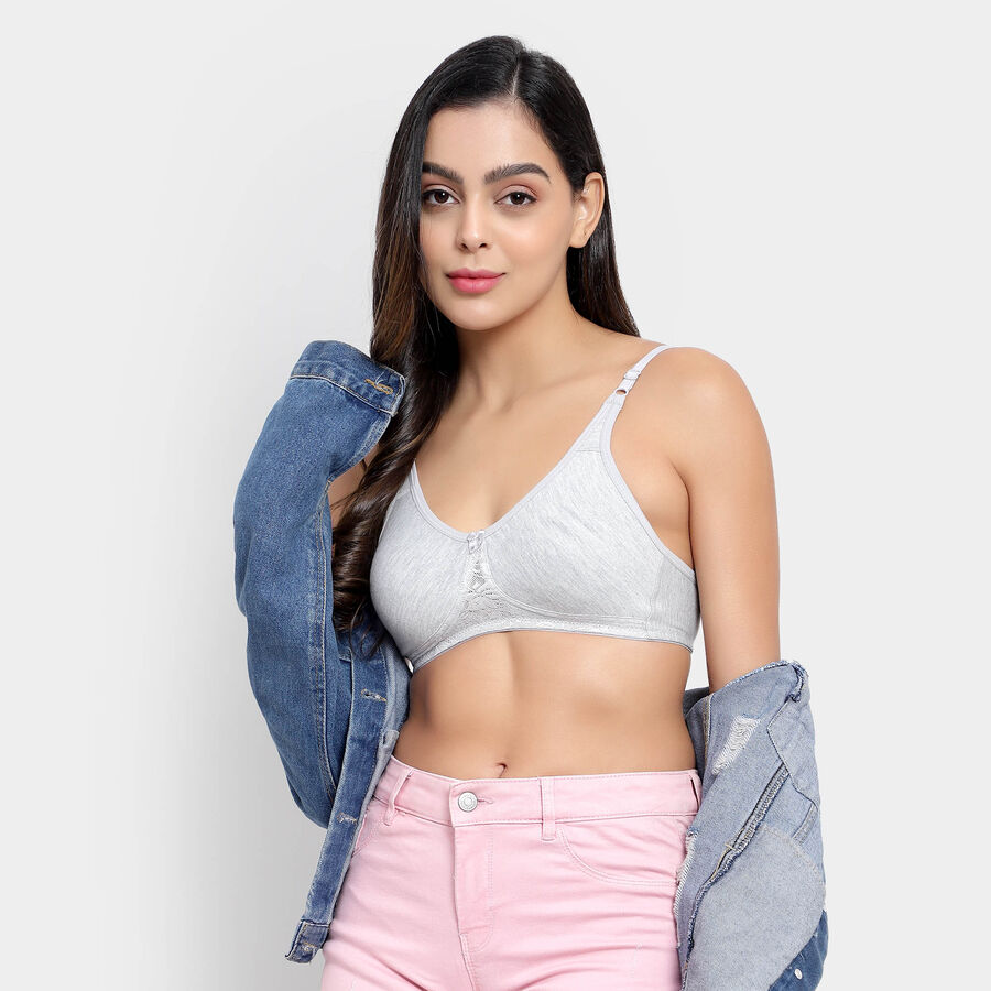 Solid Bra, Melange Light Grey, large image number null