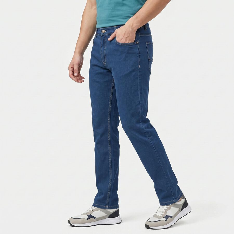 Men's Mid Blue Slim Fit Clean Wash Jeans, Mid Blue, large