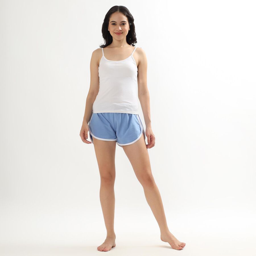 Ladies' Light Blue Elastic Waist Hot Shorts, Blue, large