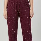 Women's Wine Regular-fit Heart Printed Pyjama, Wine, small