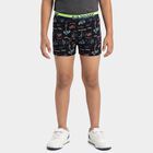Boys' Navy Blue Regular Fit Printed Trunks, नेवी ब्लू, small
