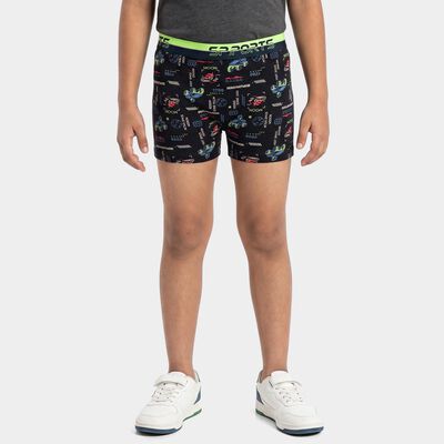 Boys' Navy Blue Regular Fit Printed Trunks
