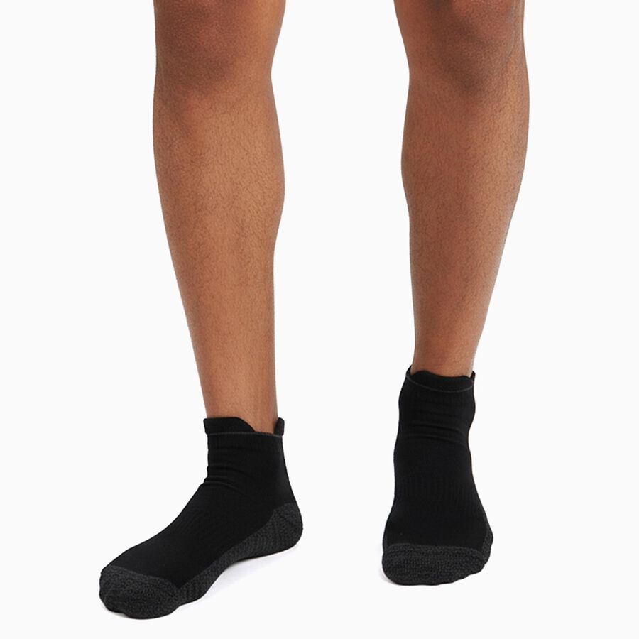 Men's Dark Navy Blue and Black Ankle Length Socks Pack of 3, White, large