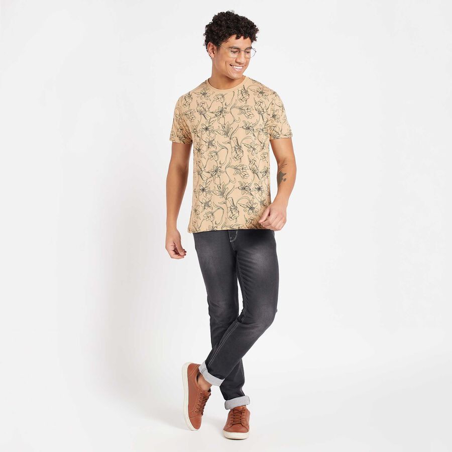 Round Neck T-Shirt, Beige, large image number null