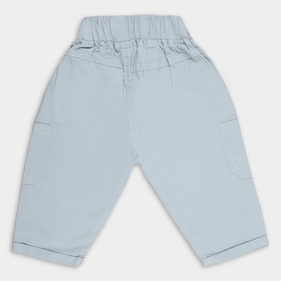 Infants Light Steel Blue Regular Fit Elastic Waist Trousers, Teal Blue, large image number null