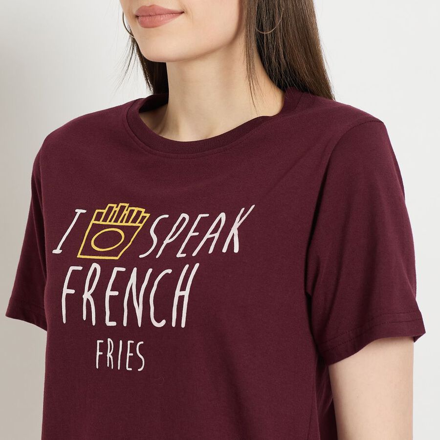 Ladies' Round Neck T-Shirt, Wine, large image number null