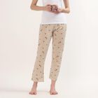 Women's Beige Regular Fit Cuffed Lounge Pyjama, गहरा पीला, small