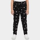 Girls Black Straight Fit Heart Printed Pyjama, काला, small