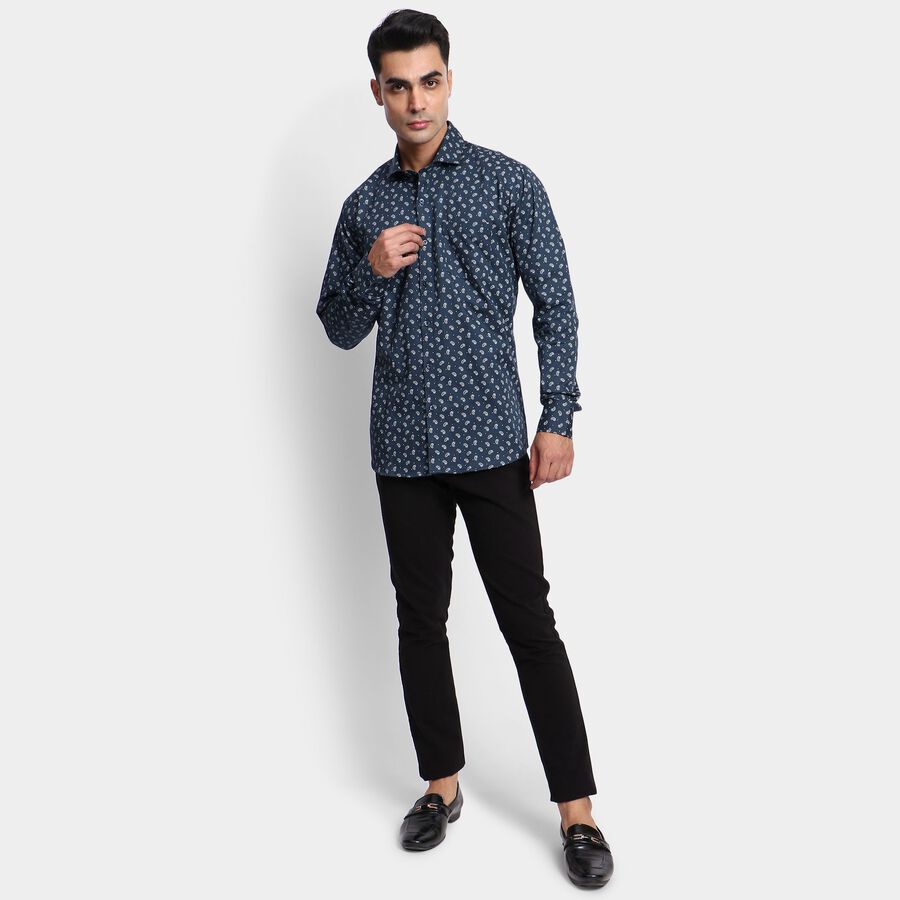 Men's 100% Cotton Formal Shirt, Navy Blue, large image number null