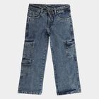 Girls' Dark Blue Regular Fit Heart Patch Jeans, Mid Blue, small
