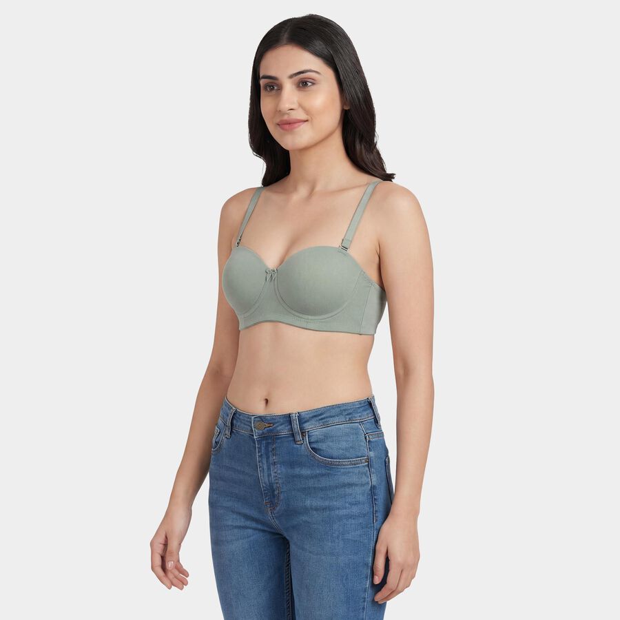 Women's Light Green Sweetheart Neck Padded Underwired T-Shirt Bra, Light Green, large