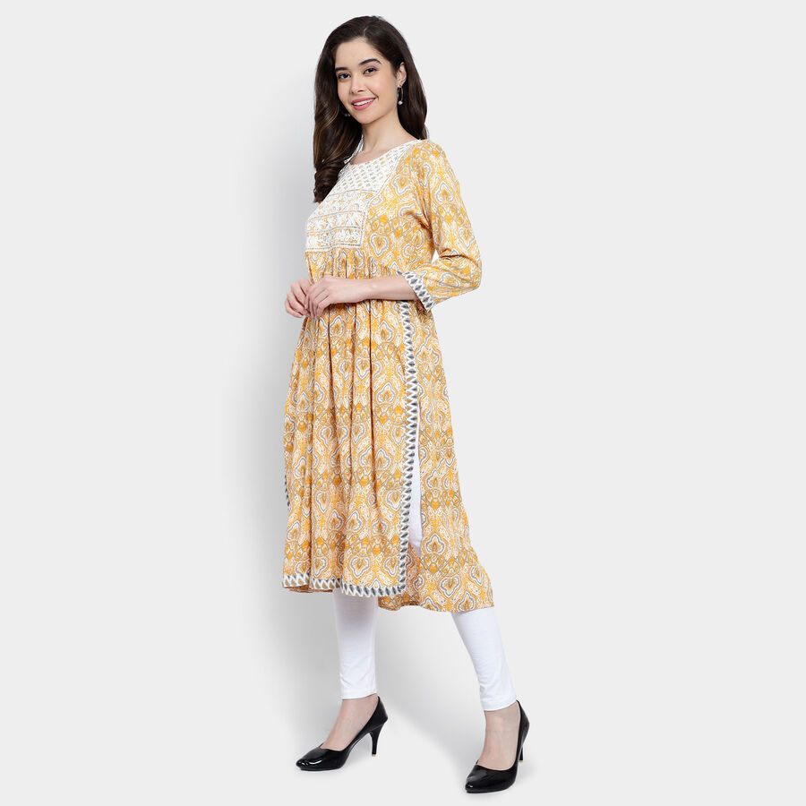 Embroidered Straight Kurta, पीला, large image number null