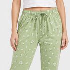 Women's Green Straight Fit Floral Printed Pyjama, हल्का हरा, small