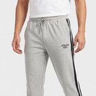 Men's Grey Regular Fit Side-Striped Track Pants, मिश्रित मध्यम ग्रे, small