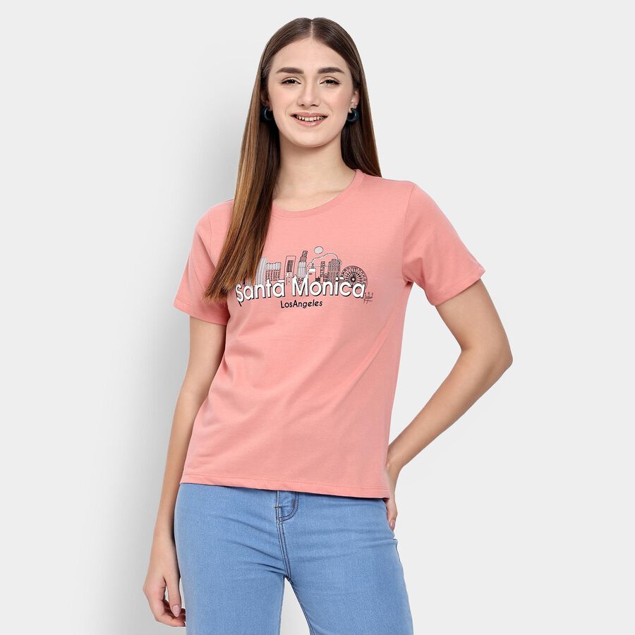 Ladies' Round Neck T-Shirt , Pink, large image number null
