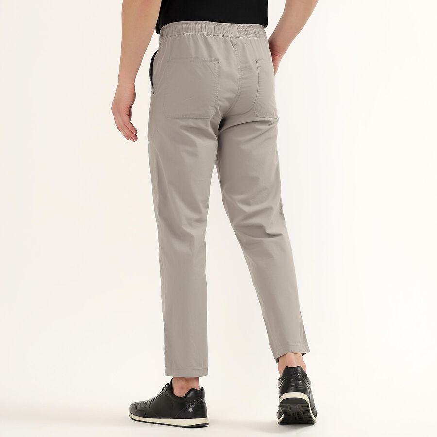 Men's Slim Fit Casual Cotton Trousers, Light Grey, large