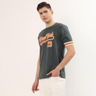 Men's Green Cotton Round Neck Graphic Printed T-Shirt, Light Green, small