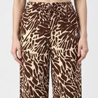 Women's Brown Wide Leg Printed Trousers, Brown, small