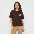 Women's Brown Cotton Round Neck Regular T-Shirt, Brown, small