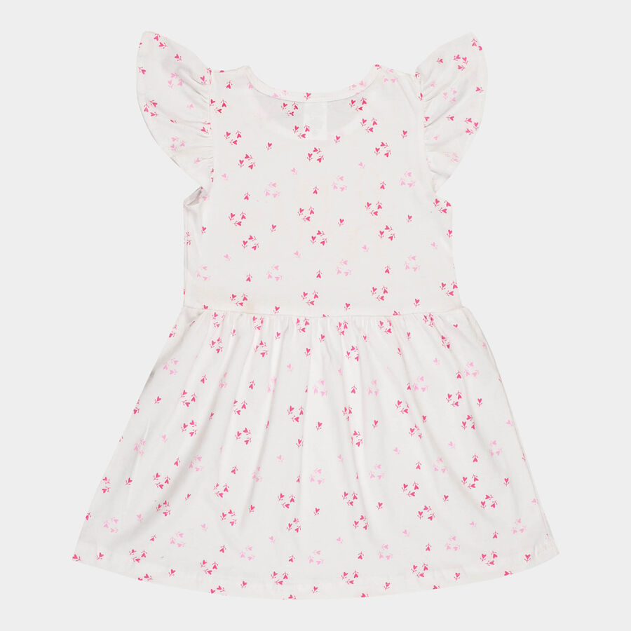 Girls Cotton Frock, Off White, large image number null