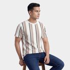 Men's Beige Round Neck Casual T-Shirt, Beige, small