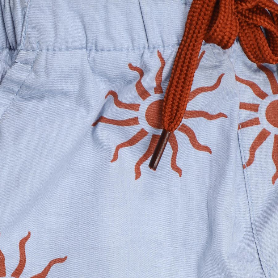 Boys' Light Powder Blue Printed Elastic Waist Bermuda Shorts, Light Blue, large image number null