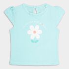 Infant Light Aqua and White Cotton Round Neck T-Shirt, Aqua, small image number null