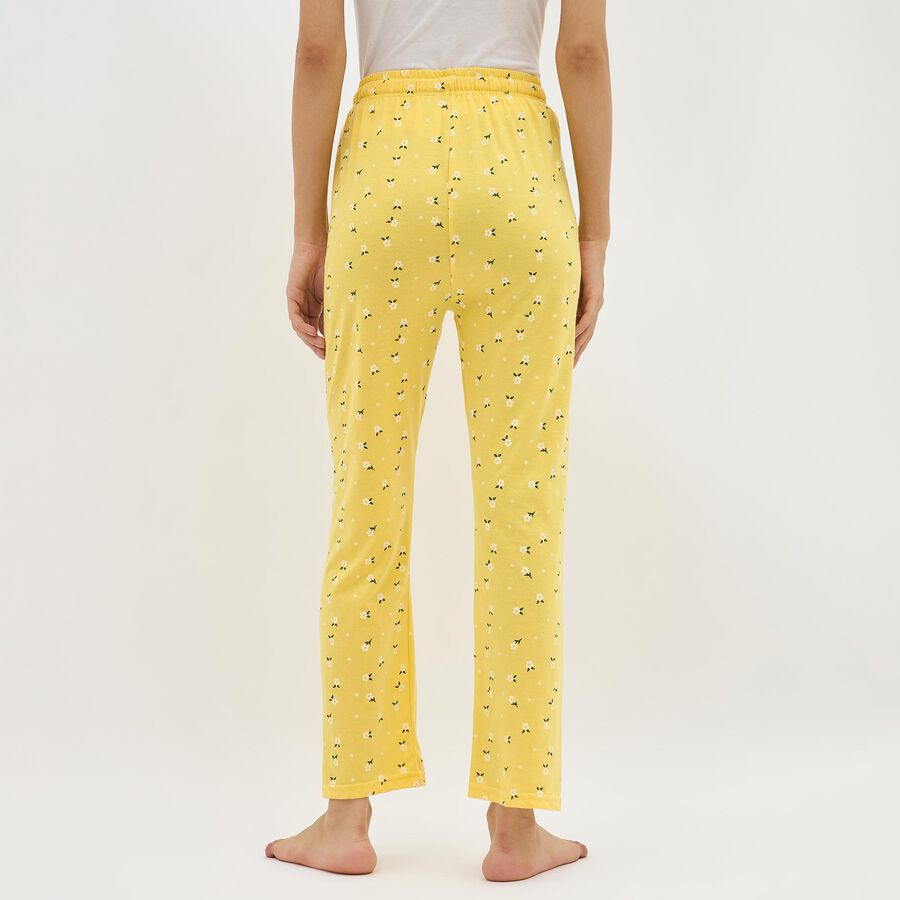 Women's Bright Yellow Floral Printed Full-Length Pyjama, Yellow, large image number null