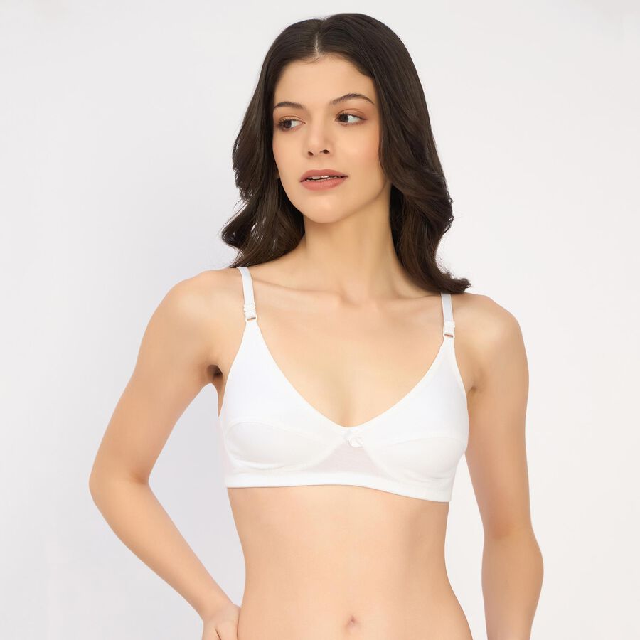 Ladies' 100% Cotton Bra, White, large image number null