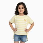 Girls Soft Yellow Round Neck Casual T-Shirt, पीला, small